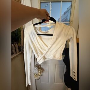 Fashion Nova White Wrap Crop Top